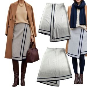 Nwot Jcrew Collection wool blend knit Contrast trim assymetrical sweater skirt S